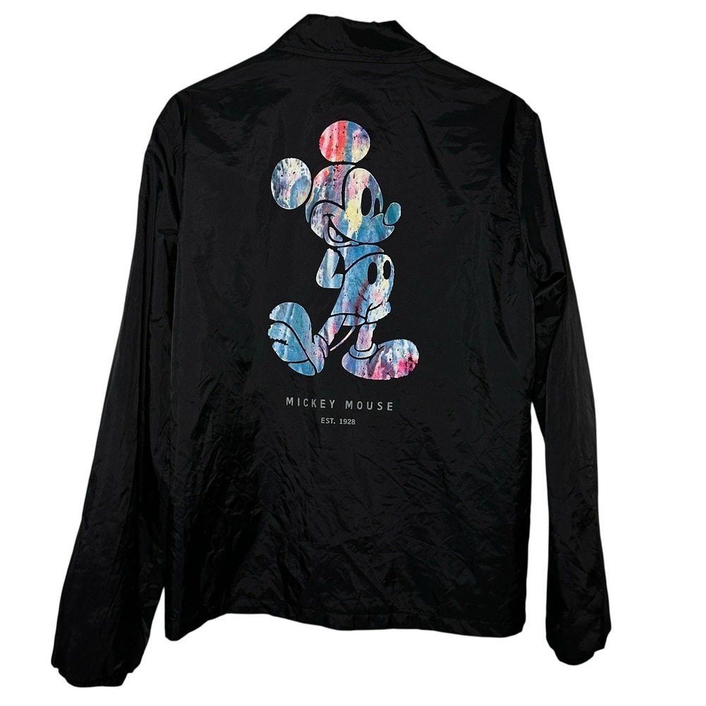 Neff x Disney Mickey Mouse Men's Coach Jacket Black Size M Tie Dye Graphic Nylon